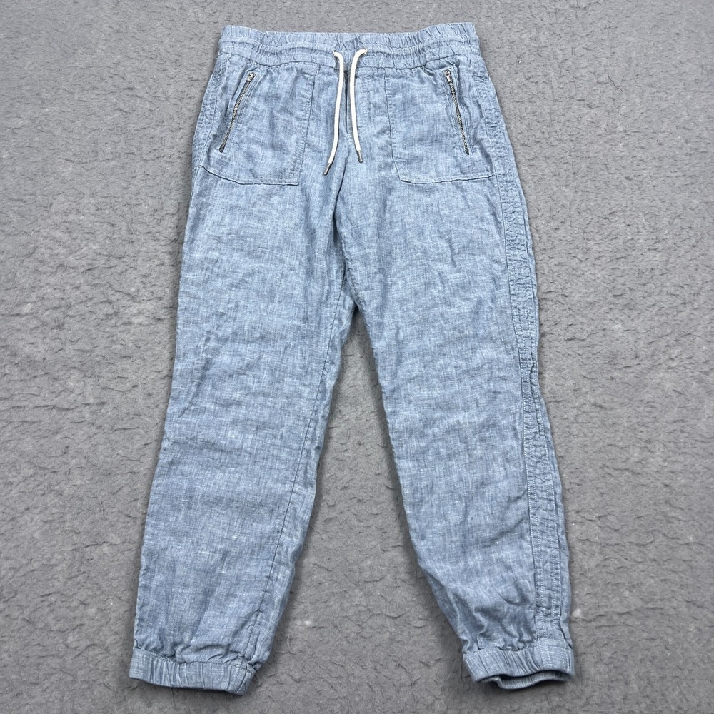 Athleta Cabo 100% Linen Jogger Women's 8 Chambray Blue‎ Woven Airy Beach Pants